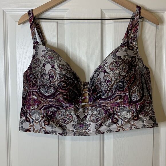 NWT LANE BRYANT Paisley SWIM BY CACIQUE. Top size 42 DD and Bottom size 18 - Picture 3 of 16